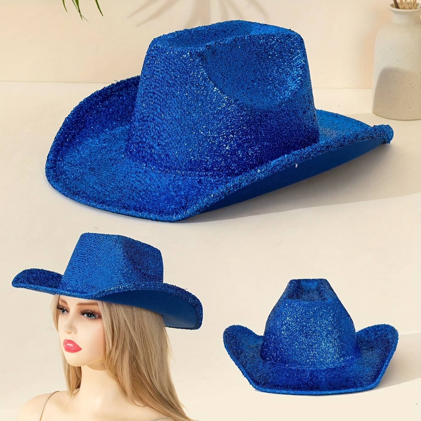 

Sparkle Western Cowboy Hat - Vintage Style Felt With For Sun Protection, & Parties