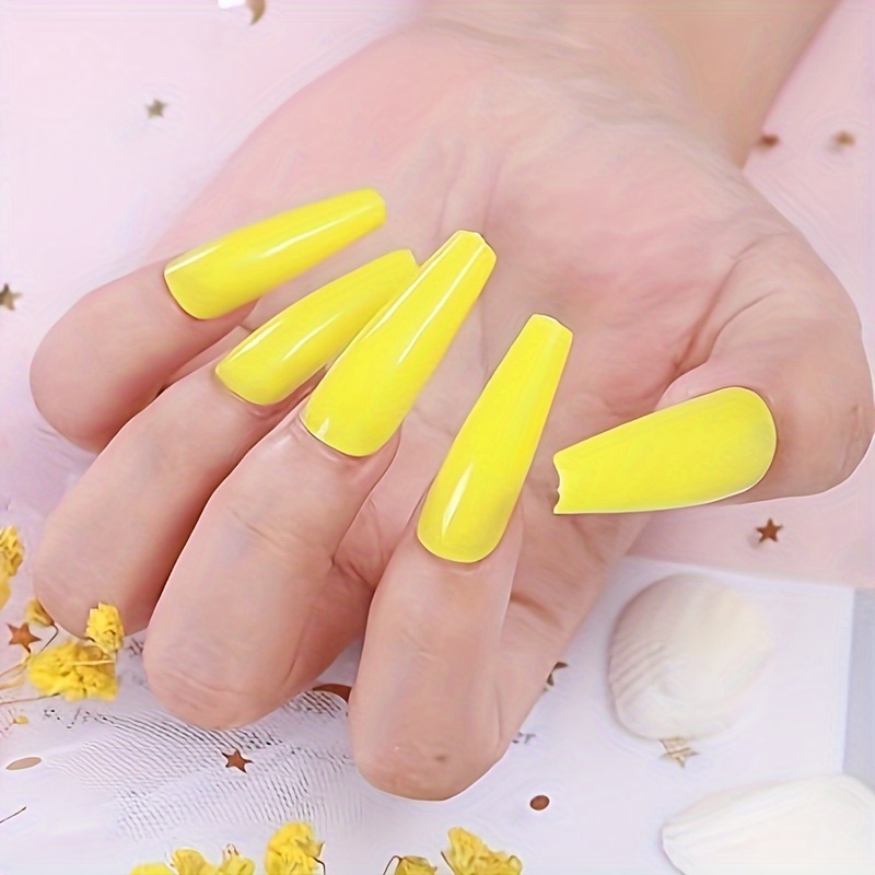 long coffin ballet press on nails solid color fake nails full cover false nails for women and girls details 5