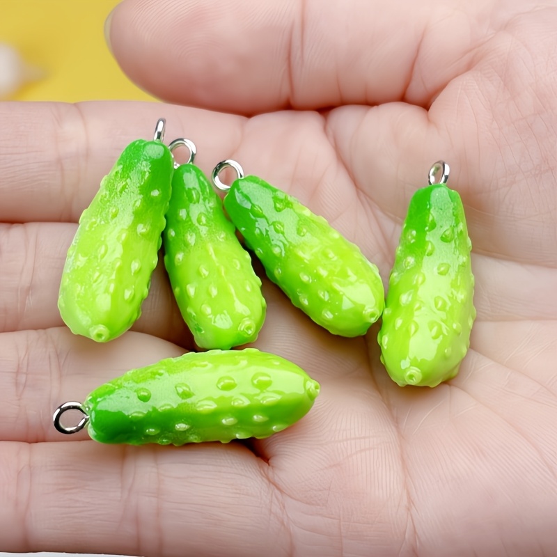 

12pcs Green Resin Charms - Pickle Pendants For , Craft Supplies, Vegetable For Earrings, Necklaces, Keychains - No Mosaic, Crafting Accessories