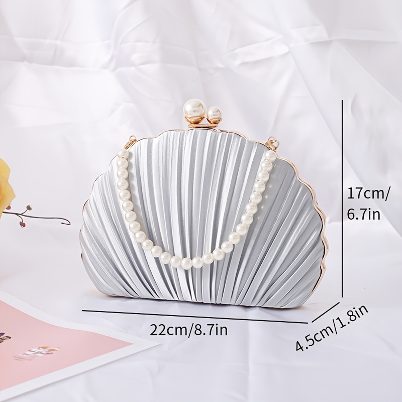 Evening Bag with Pleats and Pearls, Stylish Bridal Accessory