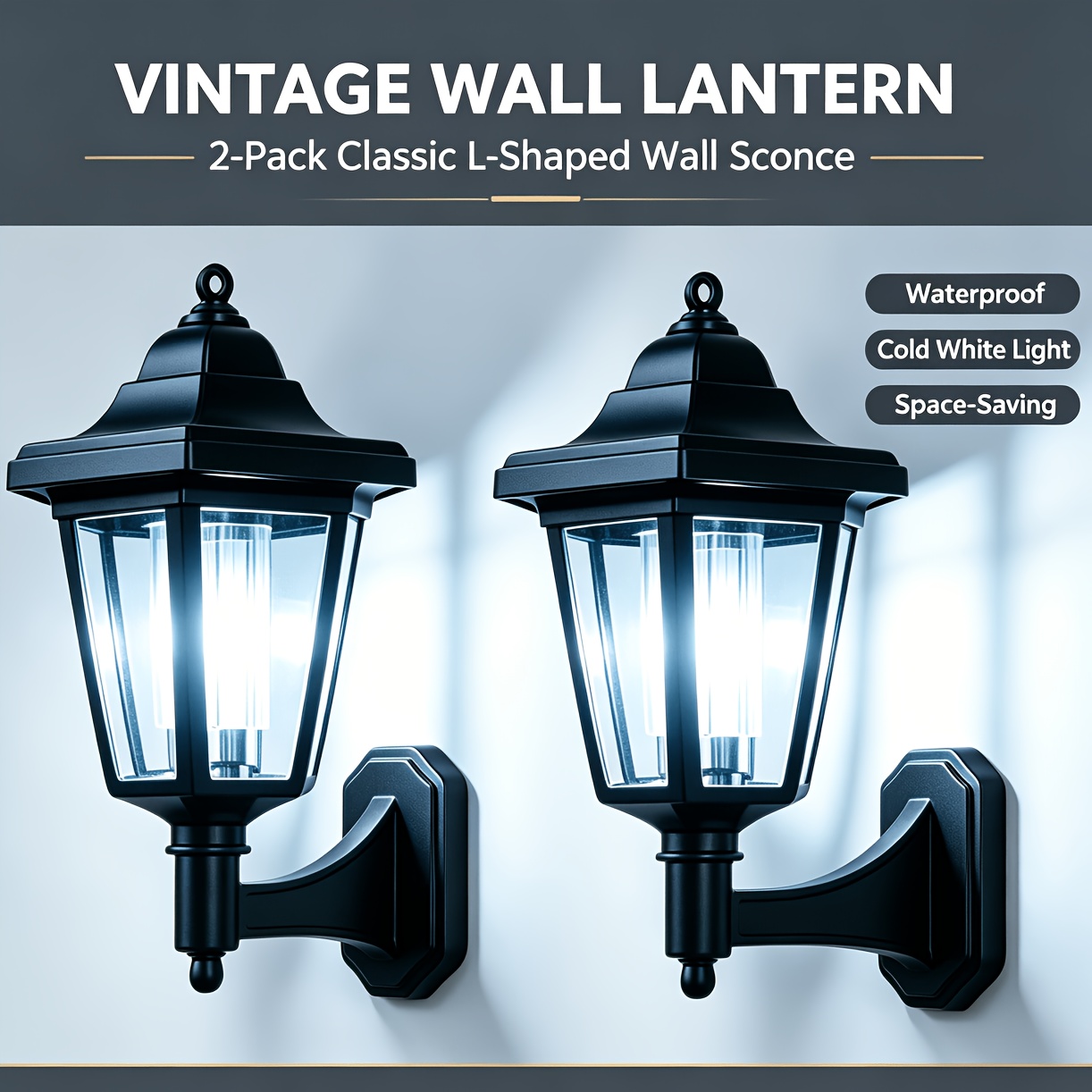 TEMU 2-pack Solar Wall Lights Outdoor, Vintage Lantern Led Solar Powered Wall Sconce, Waterproof Exterior Wall Lamp, Cool For Porch, Patio, Yard,