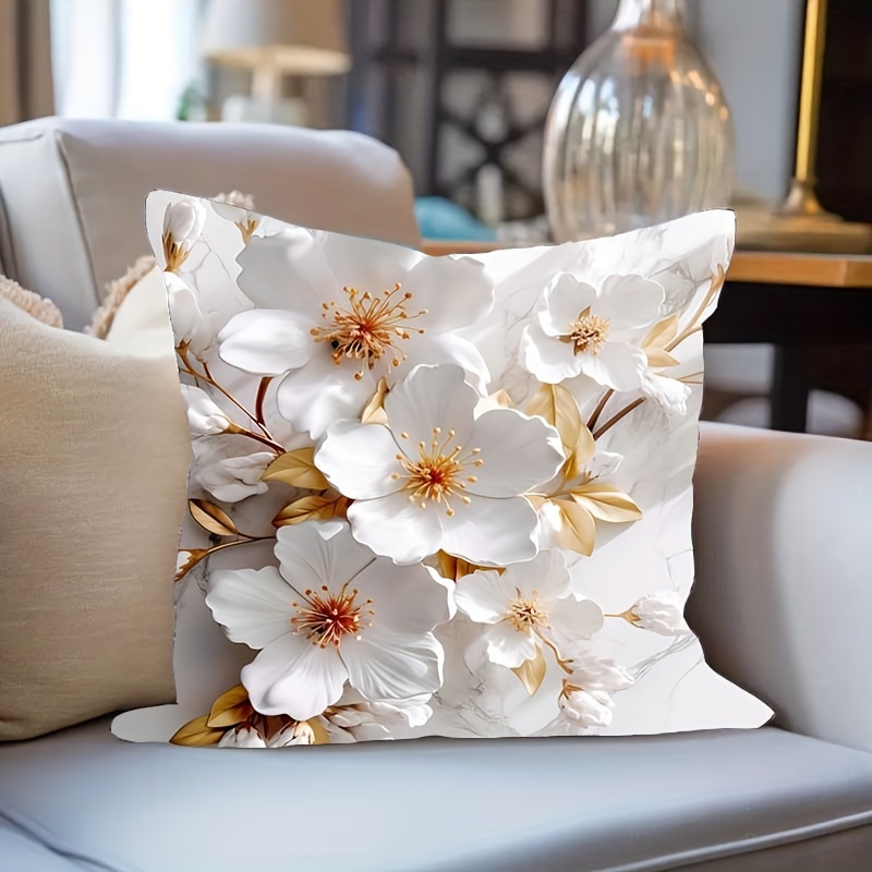 

1pc, Super Soft Printed Flowers Fresh Throw Pillow Case Print Cushion Cover