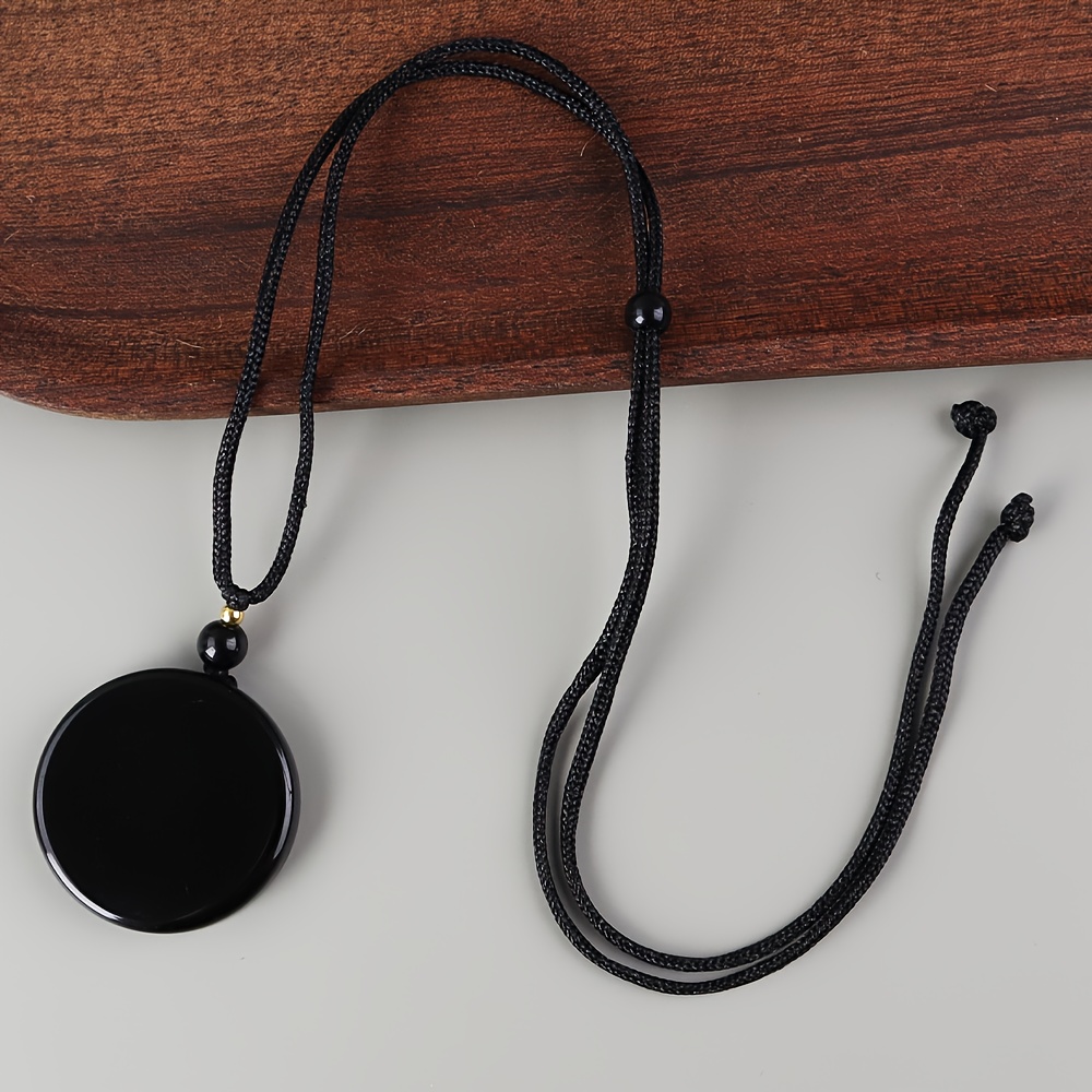 Natural Round Pendant Necklace For Men Protection Necklace Defender Shield Pendant