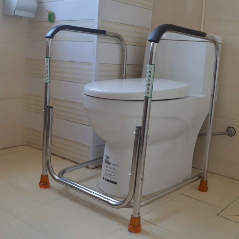 stainless steel toilet safety frame with armrest no drill heavy duty bathroom support for elderly disabled fit details 1