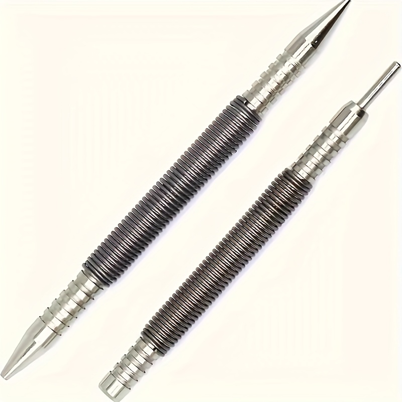 TEMU 2pcs/set Punch Spring Double Head Nail Set, Punching Springmetal Woodworking Drill Bits