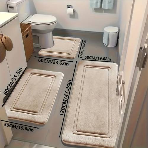 super absorbent bath mat 3pcs area rugs 3pcs area rugs 3pcs super absorbent bath mat non slip bathroom floor mat super soft and comfortable high end bath rug bathtub shower bathroom accessories bathroom decoration home decoration floor mat