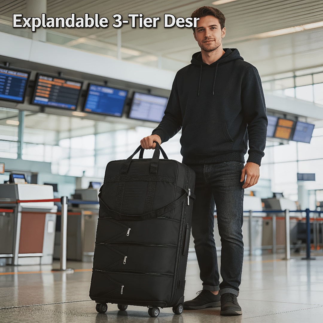TEMU Expandable Foldable Suitcase Collapsible Rolling Travel Luggage Bag