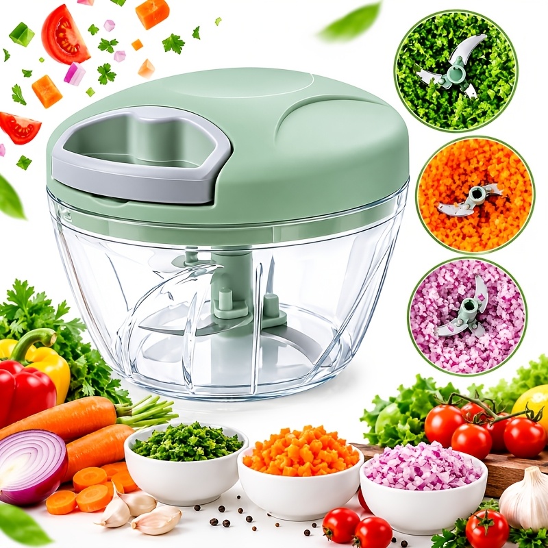 A Multifunctional Manual Food Processor - Manual Food Chopper, Kitchen Hand Processor, Slicer Suitable for Vegetable, Meat, Fruit, Nut, Garlic, Onion, Chili Salad Maker - an Essential Kitchen Cooking Tool