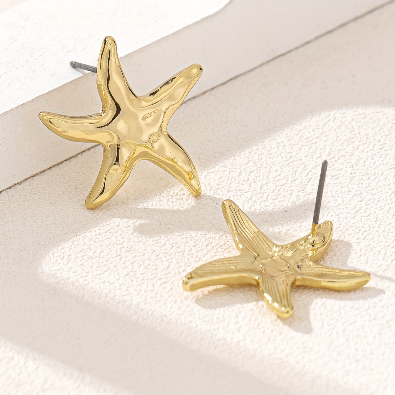 Boho Starfish Stud Earrings 14K Golden Plated Women's Ear Jewelry