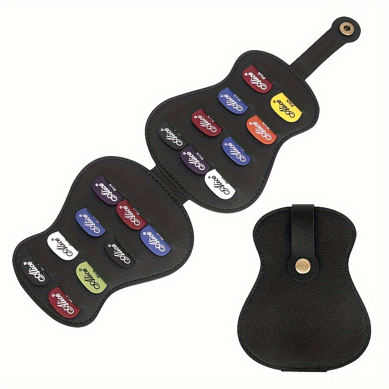 

Alice Guitar Pick Holder Case - Pu Leather Plectrum Storage Pouch With Buckle Closure, Guitar-shaped Design, Fits 18 Picks - Portable And Durable Pick Organizer For Guitarists