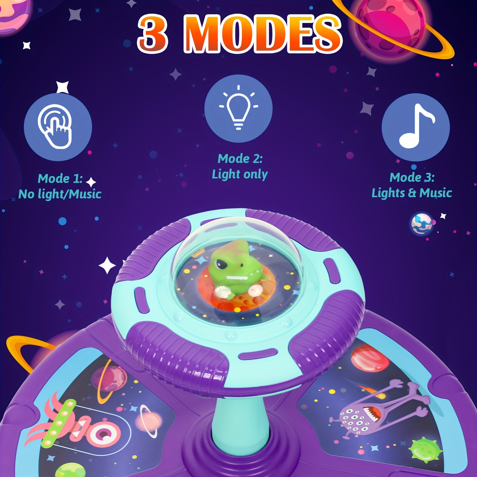 Sit And Spin Toys For Toddlers Age 3 4 5 6 Years Old, Christmas/Halloween/Birthday Gifts For Kids Boys&Girls 18 Months+ With Music & LED Flash Lights Musical 360°Spinning Seat Interactive Sensory Toy