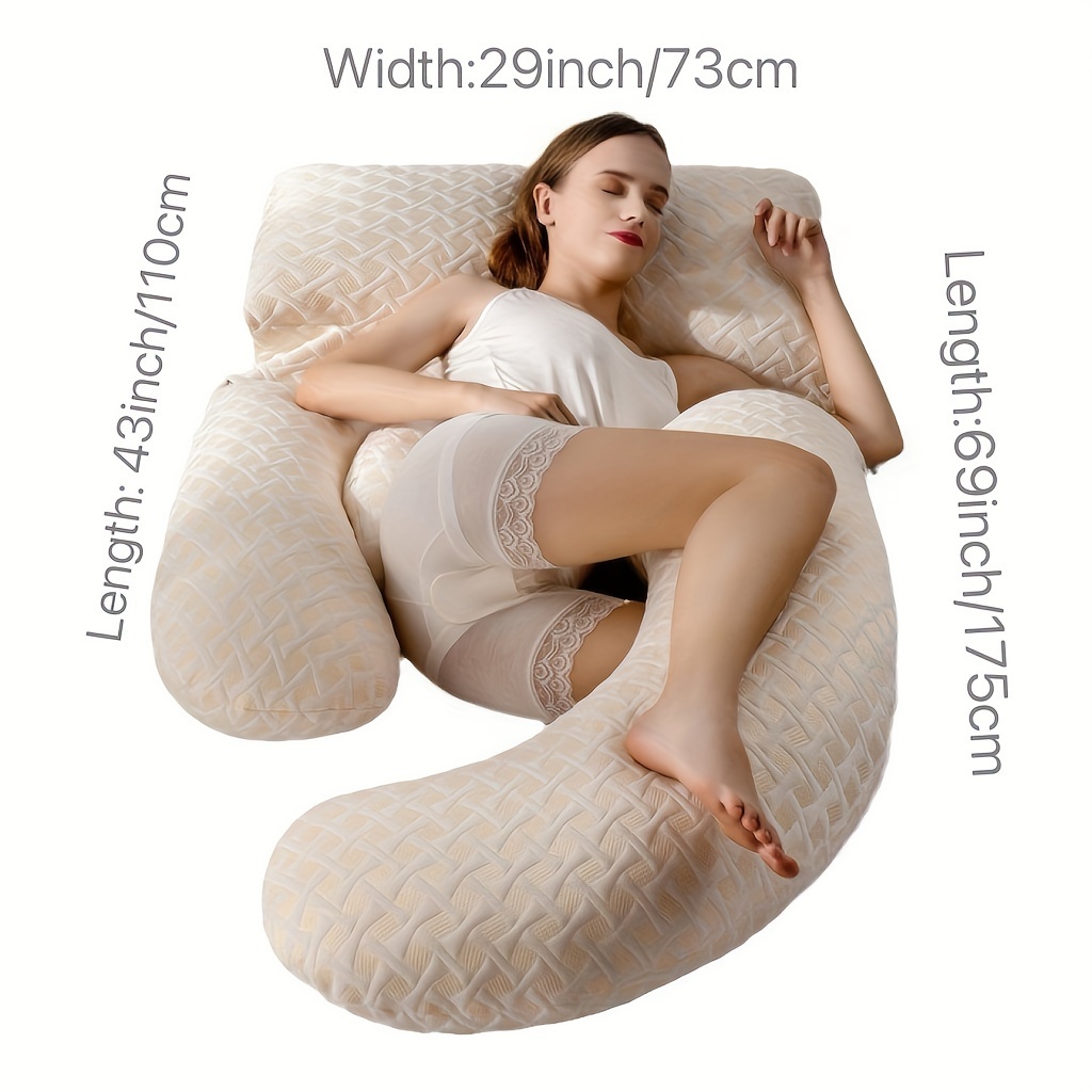 Adjustable U-Shaped Pregnancy Pillow with Multifunctional Support - Full-Body Ergonomic Maternity Bed, Light Beige (Beige), Machine Washable & Ultrasound-Filled for Back & During Pregnancy - Ideal Gift for