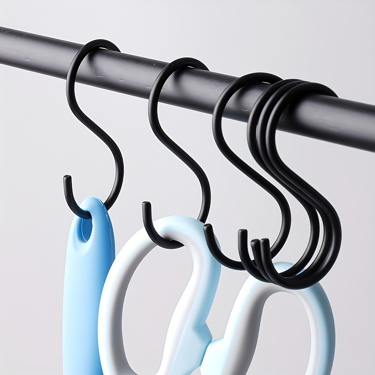 TEMU 10pcs Shaped Hooks, Heavy-duty Non-slip S Hooks, Thick Black Metal S Hooks, Suitable For Hanging Plants, Wardrobes, Garden, And Kitchen