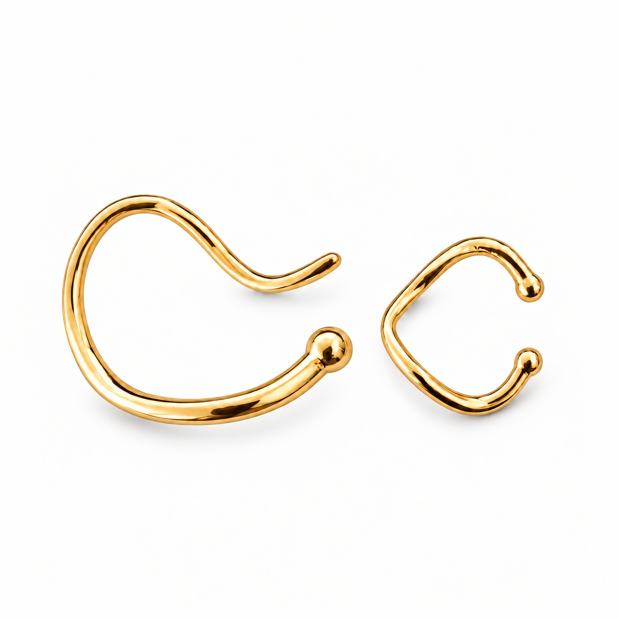 TEMU 2pcs Single Ear Minimalist Asymmetrical Twisted Design Solid Color Ear Clips Copper Women's Glossy Ear Clips Suitable For Daily Vacation Party