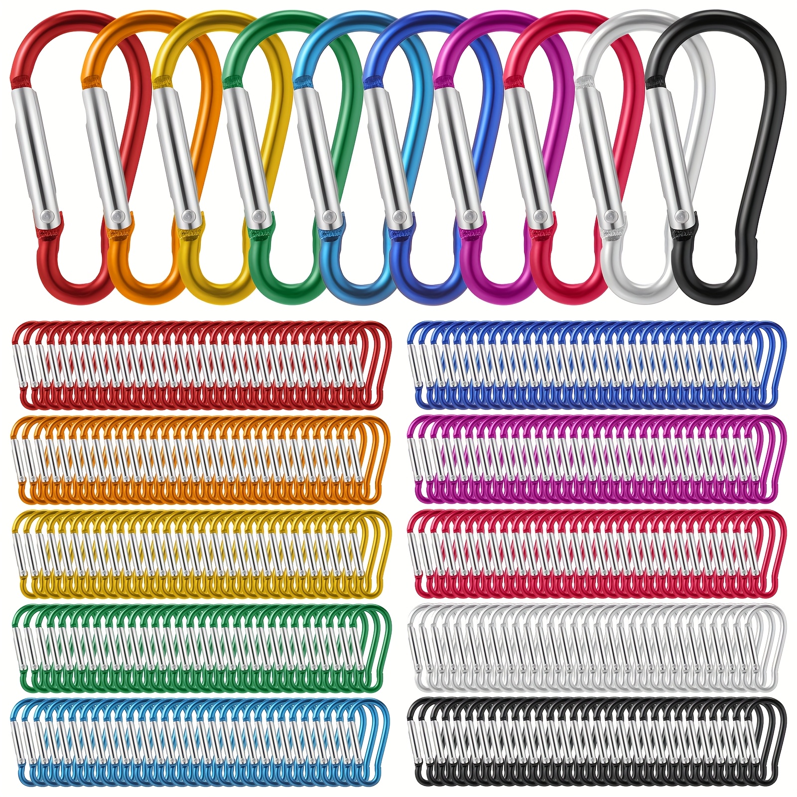 Yaocom 300 Pcs 2" Carabiner Bulk Spring Snap Hooks Bulk Aluminum All