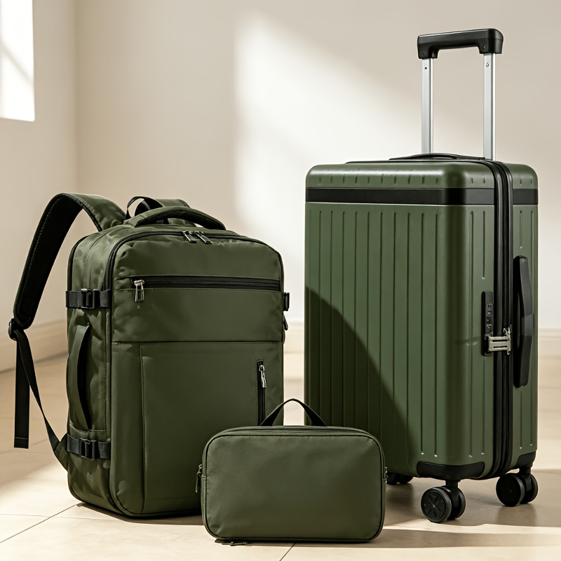 TEMU 20-inch Carry-on Suitcase-3pcs Luggage Set; Suitable For Travel, Made Of Pc Material, With 360-degree Spinner Wheels.luggage