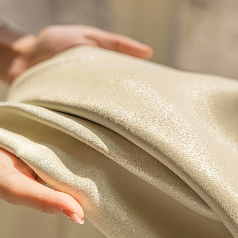 2pcs French Solid Luxurious Cream Blackout Curtains Finished Product, Specially Suitable for Living Room Bedroom Curtains, Opulent High-End Atmospheric Modern Curtains
