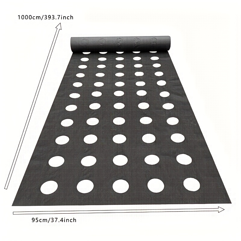 TEMU 95x1000cm Black Weed Control Fabric With Ground Cover - Breathable, Permeable Design Suitable For Home Gardening, Strawberry And Vegetable
