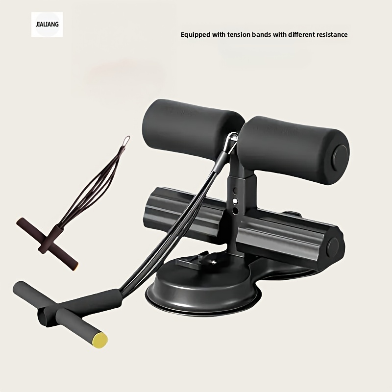 Adjustable Sit-Up Assistant Device with Dual Suction Cups, Stainless Steel, 3-Height Tension Ropes for Core Workouts - Home Fitness Equipment, Ideal for Easter Festival, Portable Fitness Equipment|Sleek Black Finish|Durable Construction, Gym Accessories