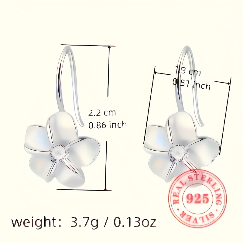Women's S925 Silver Tassel Earrings with Synthetic Flower Inlay