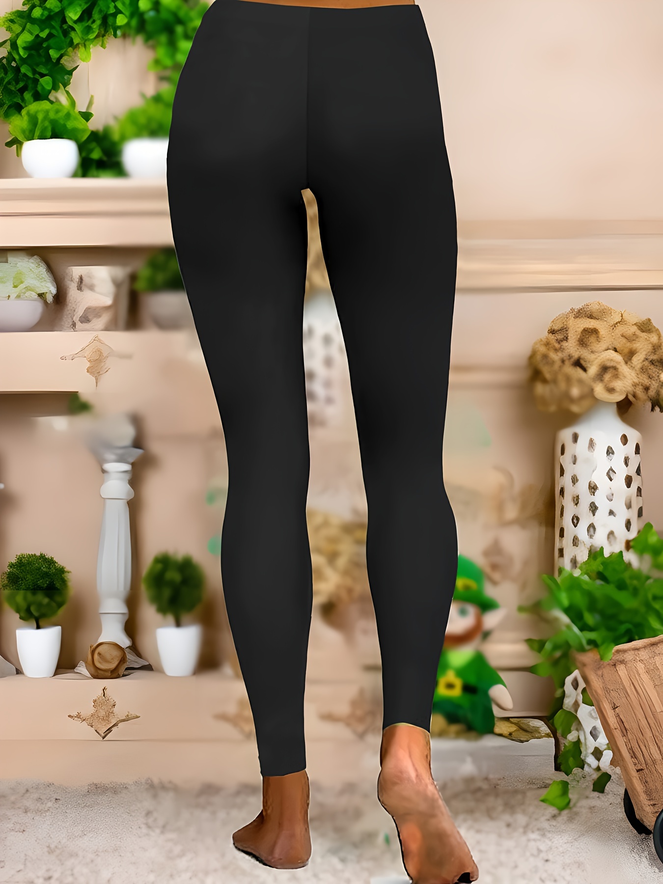 Plus Size Solid Skinny Leggings Casual Every Day Stretchy - Temu