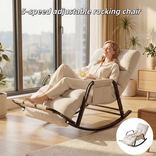 5 speed adjustable ergonomic rocking chair sofa with lumbar support high filling smooth safe rocking comfortable glider lounge chair for living room bedroom nursery futon sofa bed perfect gift for family