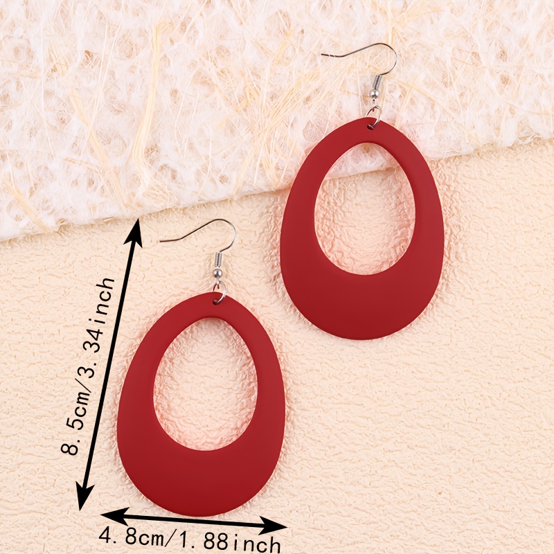 2pcs Hollow-Out Candy-Colored Oval Acrylic Earrings
