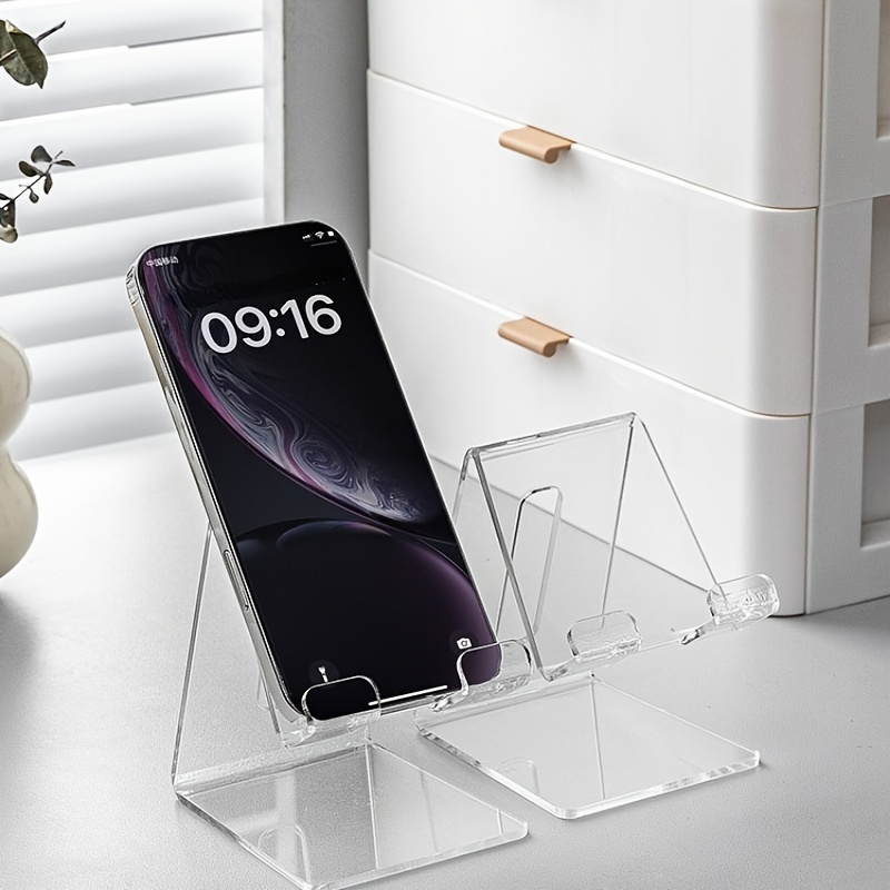 

1pc Acrylic Phone Holder, Transparent Phone Holder, All Smartphones 4-8 Inches, Desk, Office Supplies, Accessories