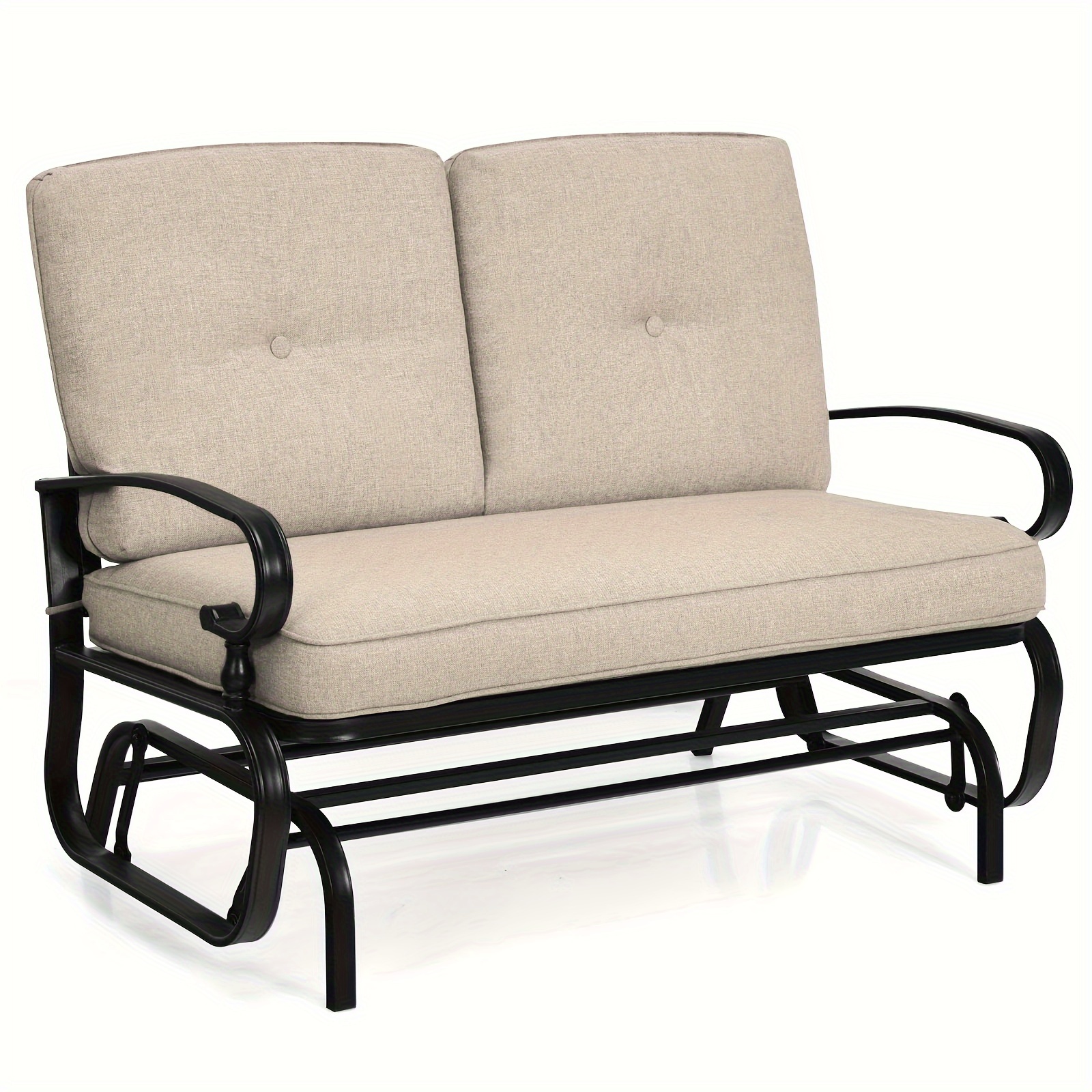 

Patiojoy 2-person Outdoor Swing Glider Chair Bench Loveseat Cushioned Sofa Beige