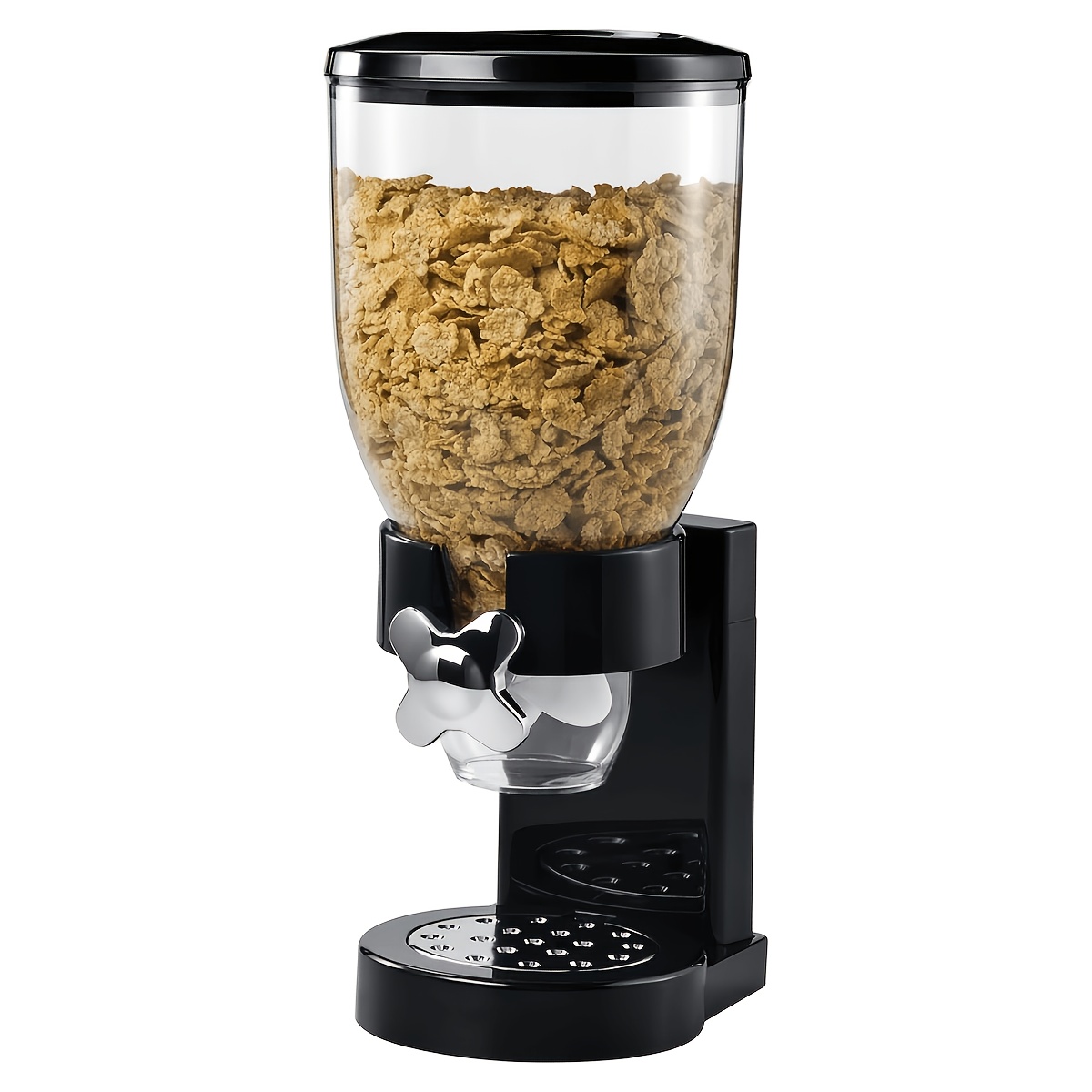 TEMU 1/2/3pcs Countertop Cereal Dispenser, 2l Large Capacity Cereal Container, Airtight Storage, Rotating Black Plastic Dry Food Dispenser Suitable