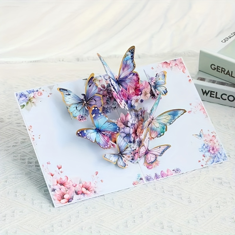 

Carte de Vœux Pop-Up Papillon 3D - pour Anniversaires, Anniversaires de Mariage & Notes de Remerciement - Design Floral, Tactile, Convient à Tous les Destinataires