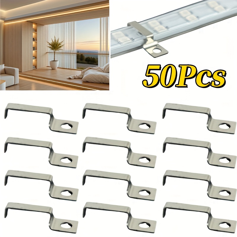 50pcs Stainless Steel Led Light Strip Fixing Clips, Universal Fixing Clamps For Epoxy Resin Neon Light Strips, Cable Fixing Nails