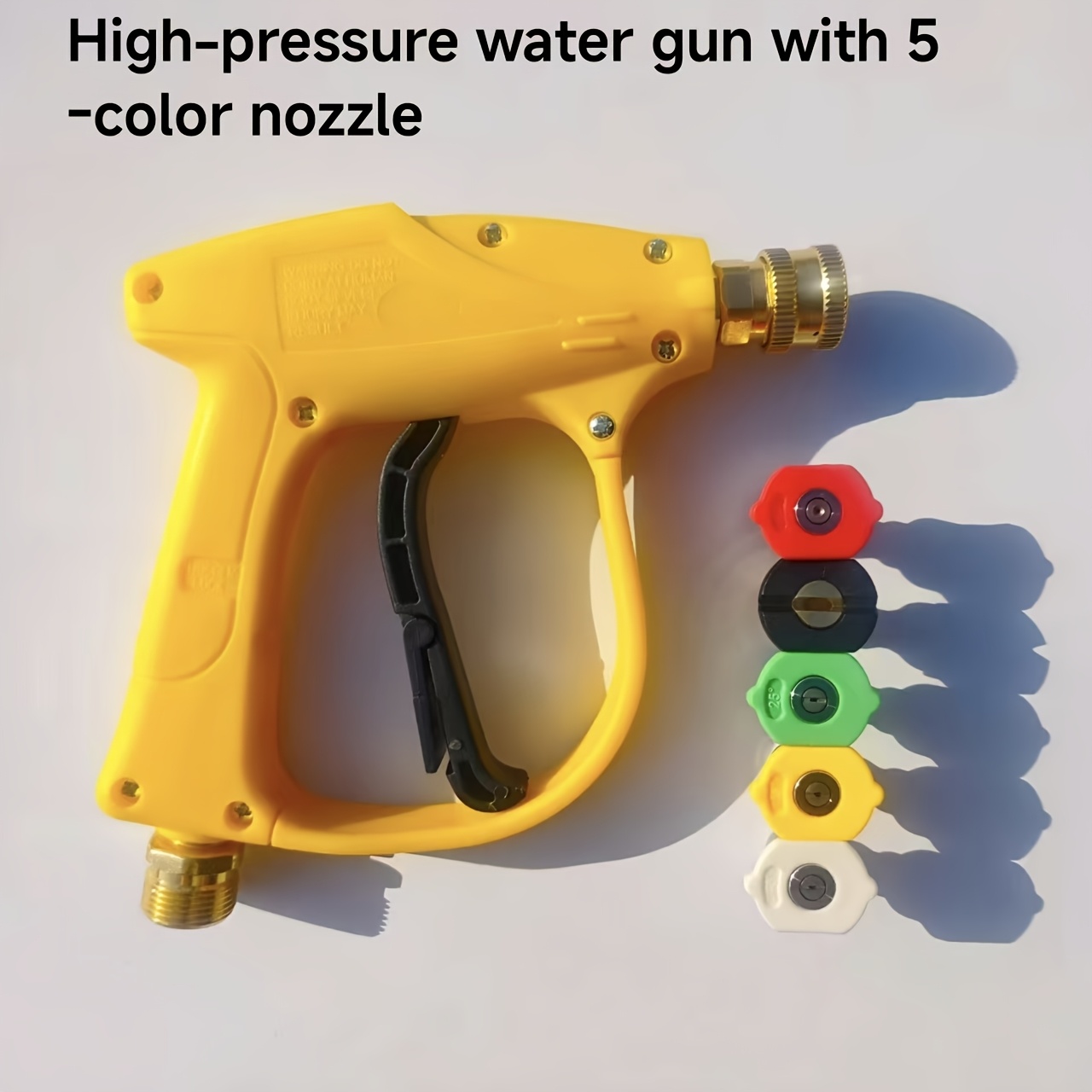 TEMU Yellow Water Gun/yellow Water Gun With Nozzle, Yellow High-pressure Water Gun, Yellow High-pressure Water Gun With A Set Of 5 Colored Nozzles,