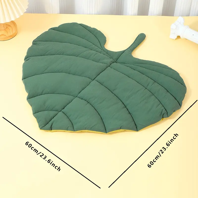 cozy leaf shaped pet bed mat for dogs cats durable polyester fill season chew resistant design ideal for small to medium breeds resting place plush pet mat chewresistant fabric Product details 4