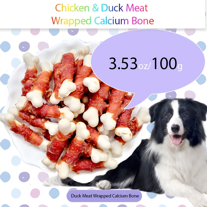 Duck Wrapped Bone Biscuits | Hypoallergenic, Grain-free | Tender Meat Wrap & Easy-to- Biscuit Core | High Protein | Suitable For Large, Medium And Small Dogs | Dog Stuff | Dog Treats