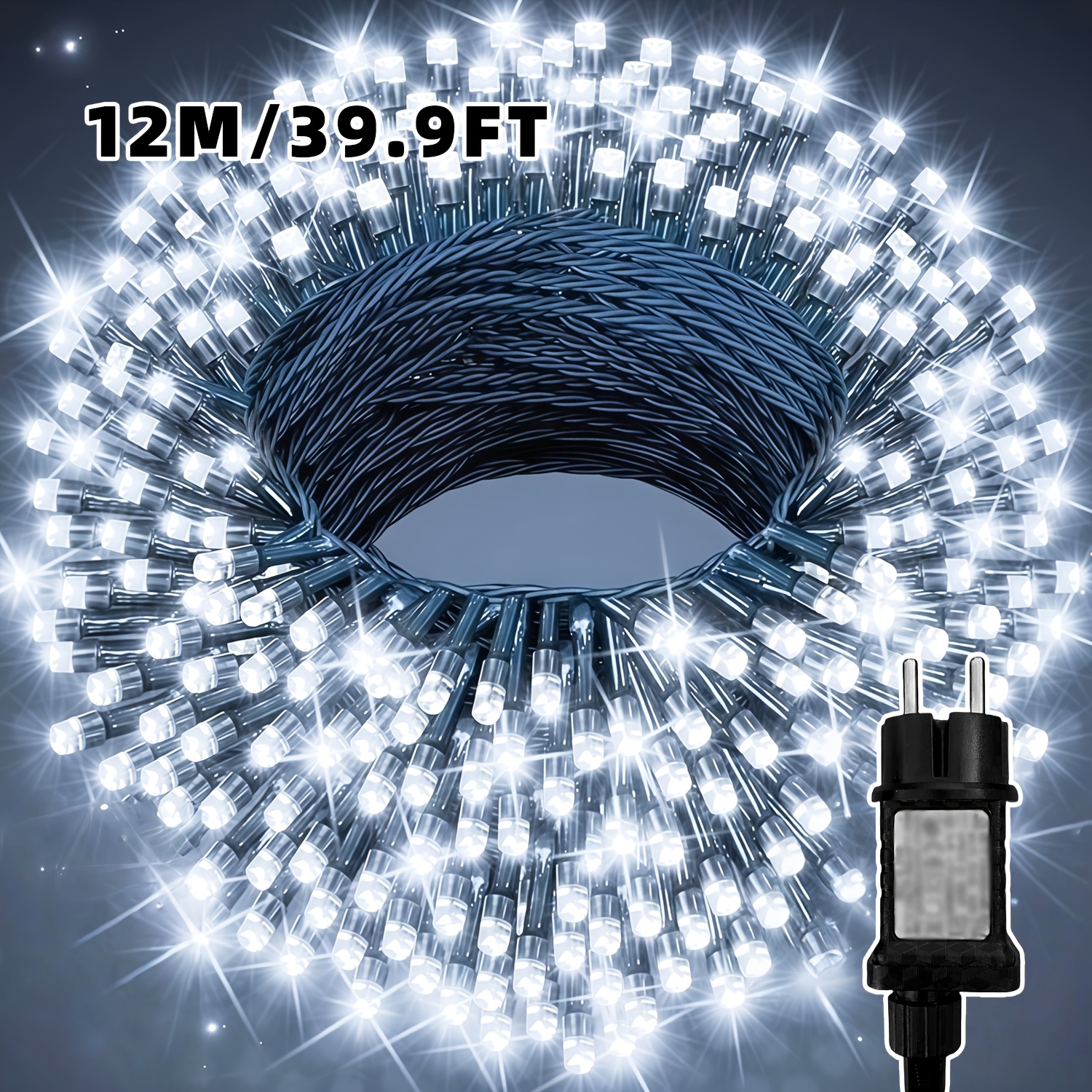 TEMU Guirlande Lumineuse LED Sapin de Noël, 32,1/22,1/12,1 m, Décoratives à Branchement UE, à et Minuterie avec 12 , Fils Suspendus en PVC Vert Foncé