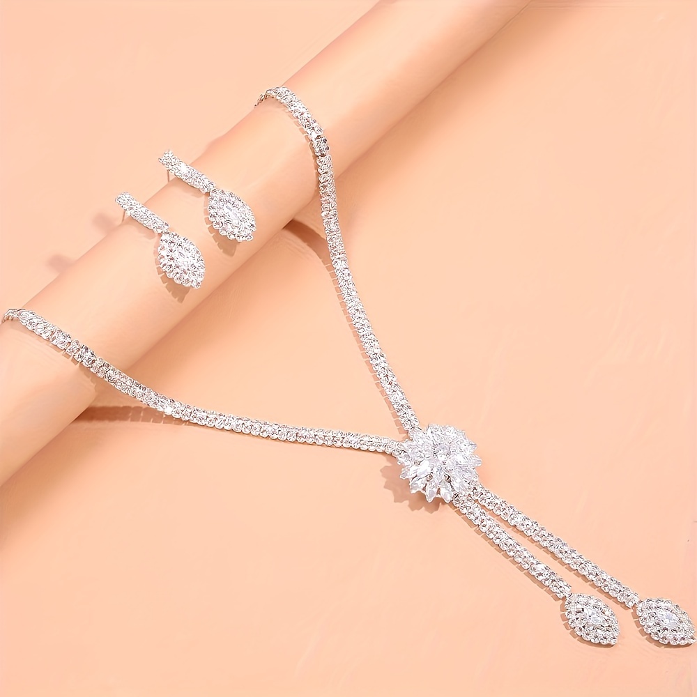 bridal jewelry three piece set elegant cz   luxurious wedding necklace and earring set luxurious style bridal fashion accessories and   gifts details 1