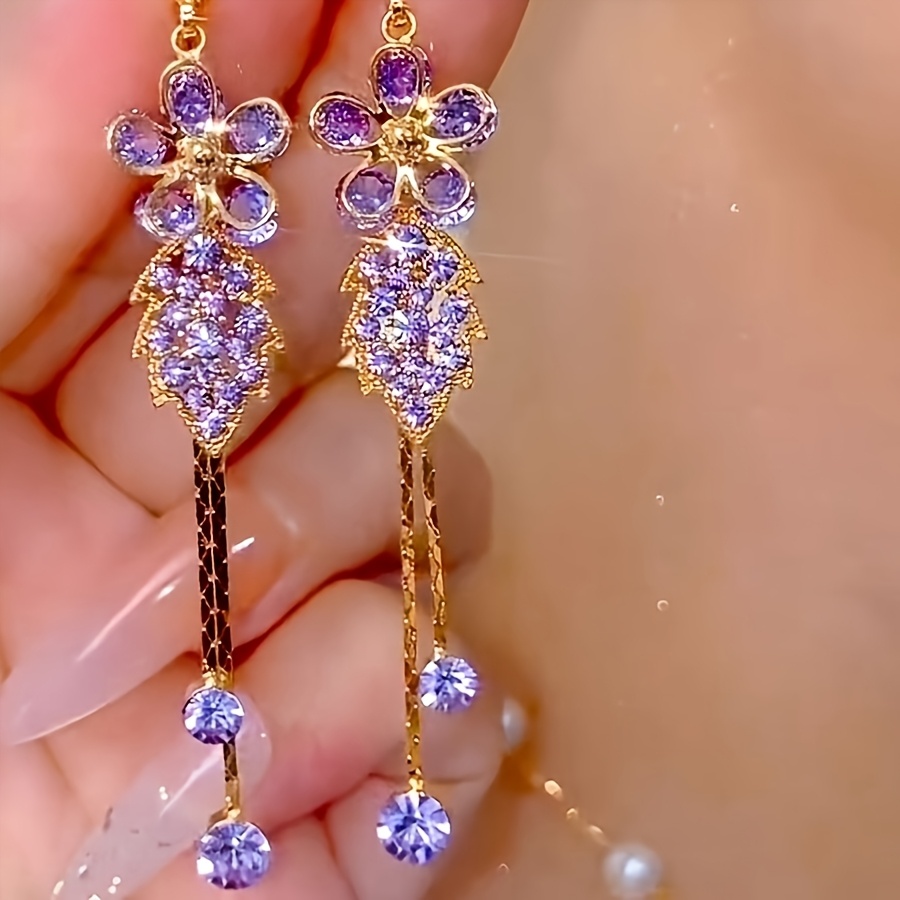 Women's Shimmering Glass Floral Drop Earrings