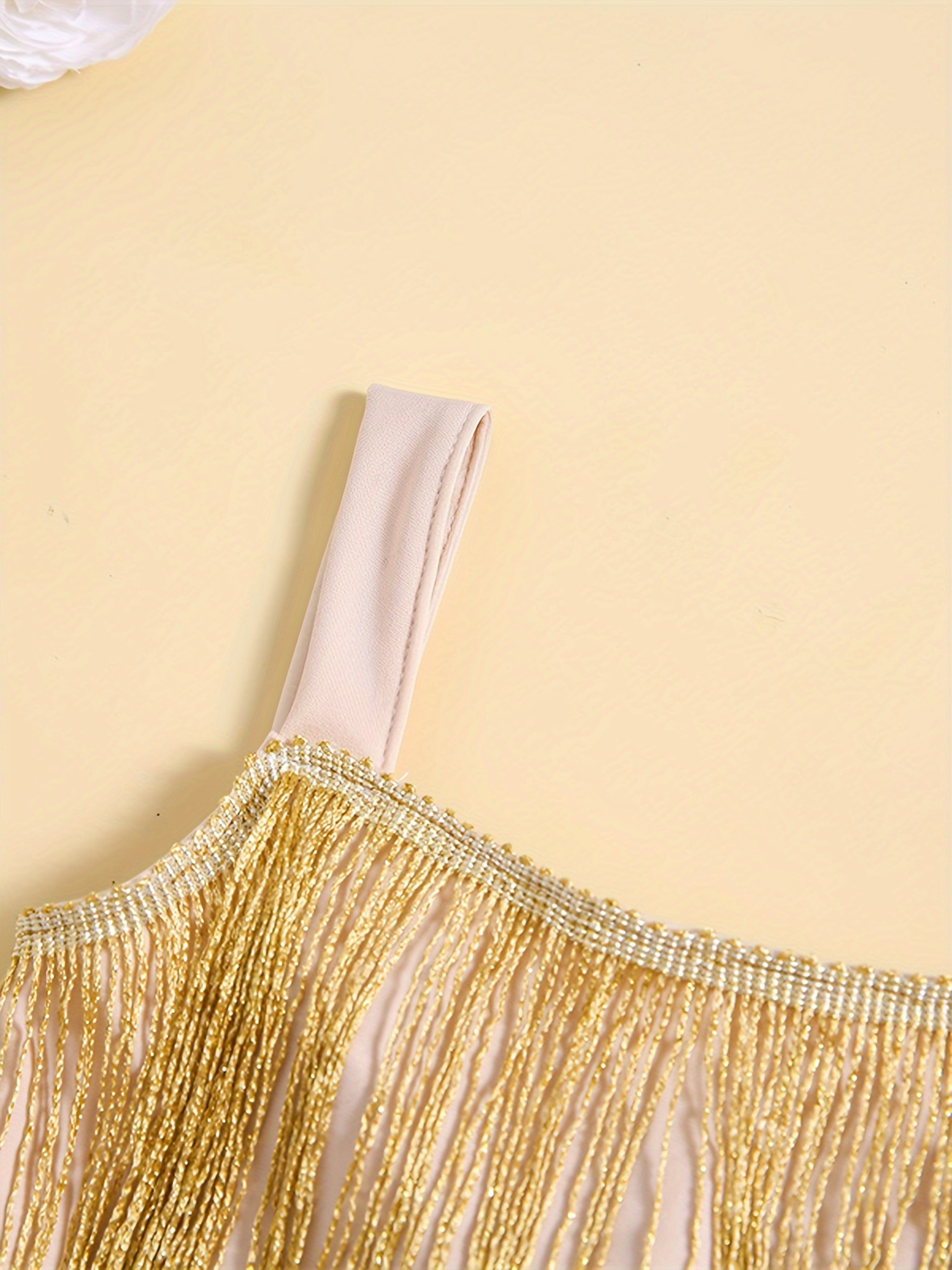 green emerald velvet dress Women's Gold Fringe Mini Dress main image 1