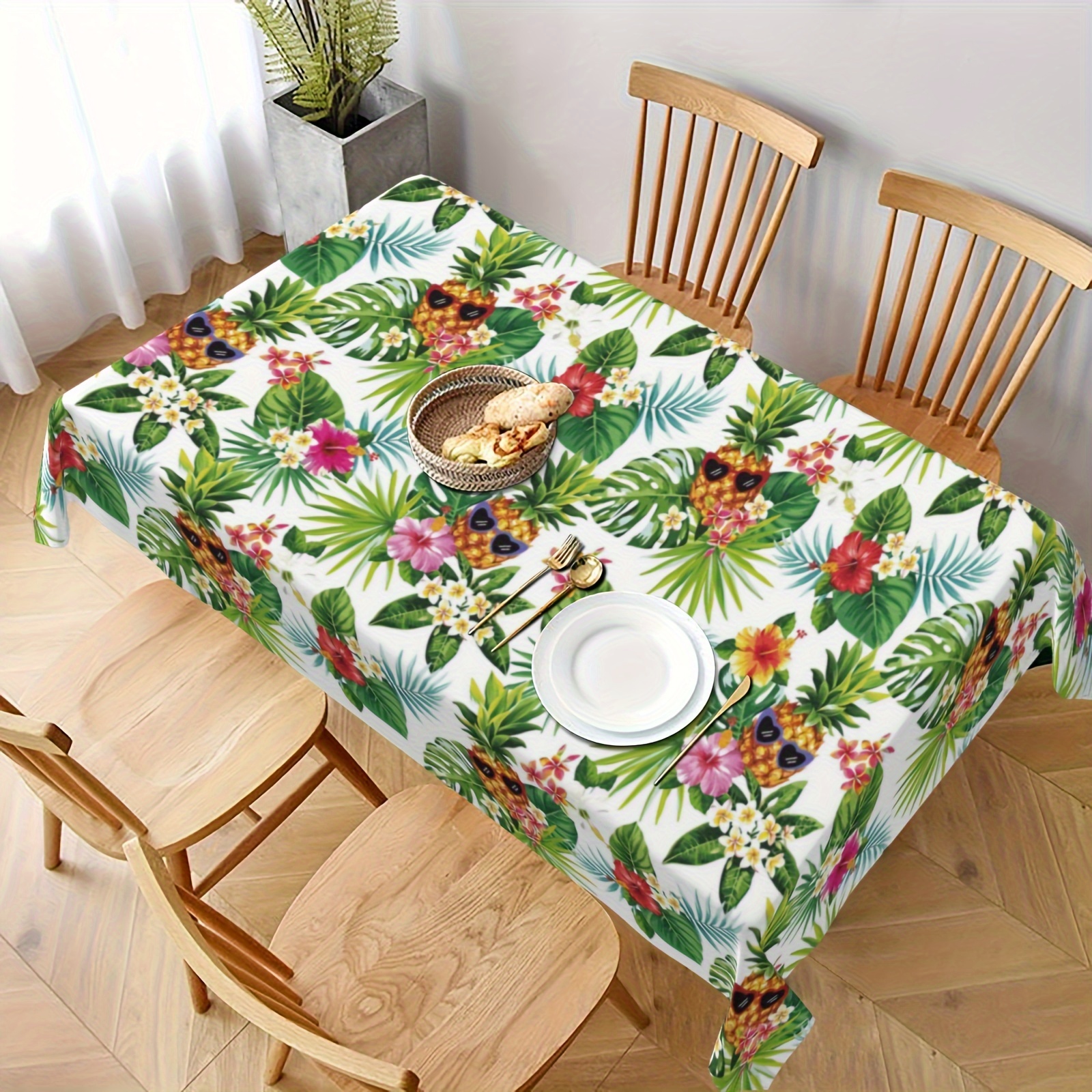 Polyester Tablecloth Hawaiian Pineapple Tropical Table Cover - Temu
