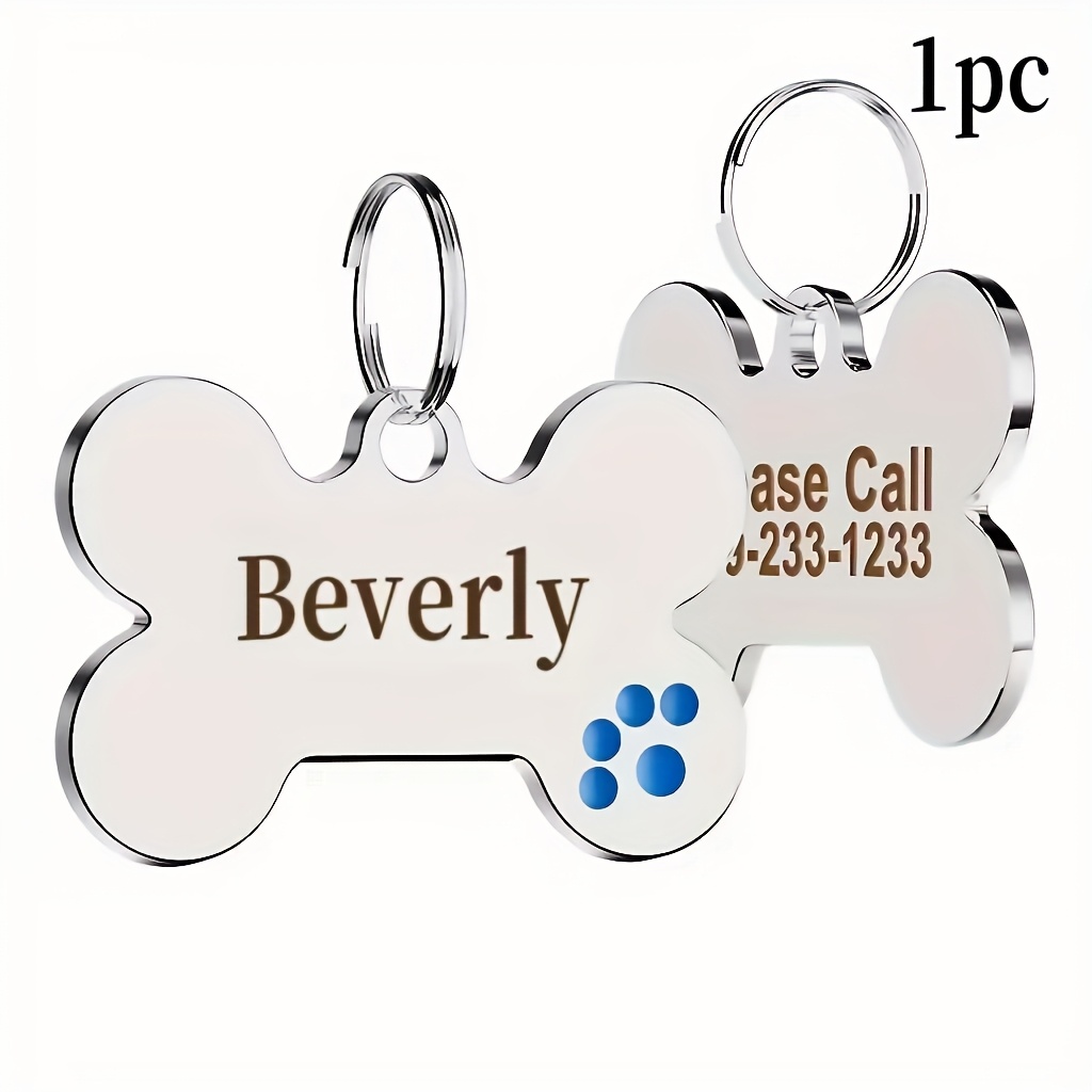 TEMU 1 Pièce Plaque d'Identification Personnalisée pour Chien - Os Multicolore à Suspendre