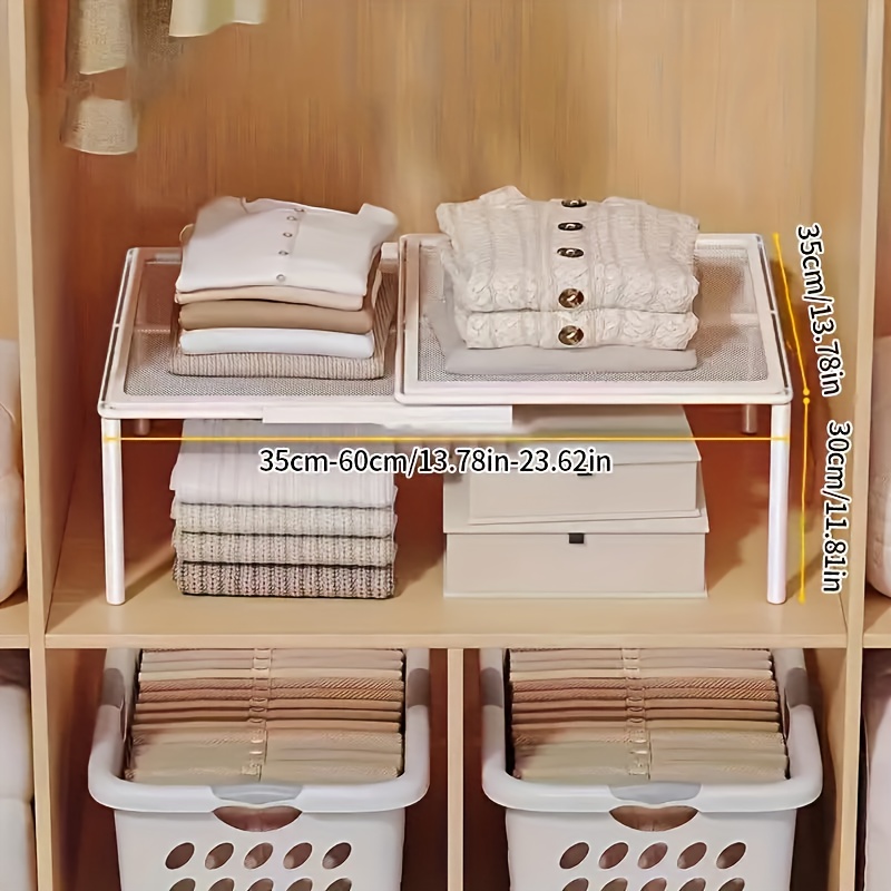 1pc White Freestanding Expandable Wardrobe Cabinet with Adjustable Height & Space-Saving Design - Heavy-Duty Metal Frame, Freestanding Storage Cabinet with Expandable Shelves, Compact Modern Floor Cabinet for Small Spaces, Apartments, Dorms,   - Easy Assembly, Sturdy Metal Structure, Space-Saving Shelving Unit, <68.58cm Height, <3.2 Cu Ft Capacity,   Option  