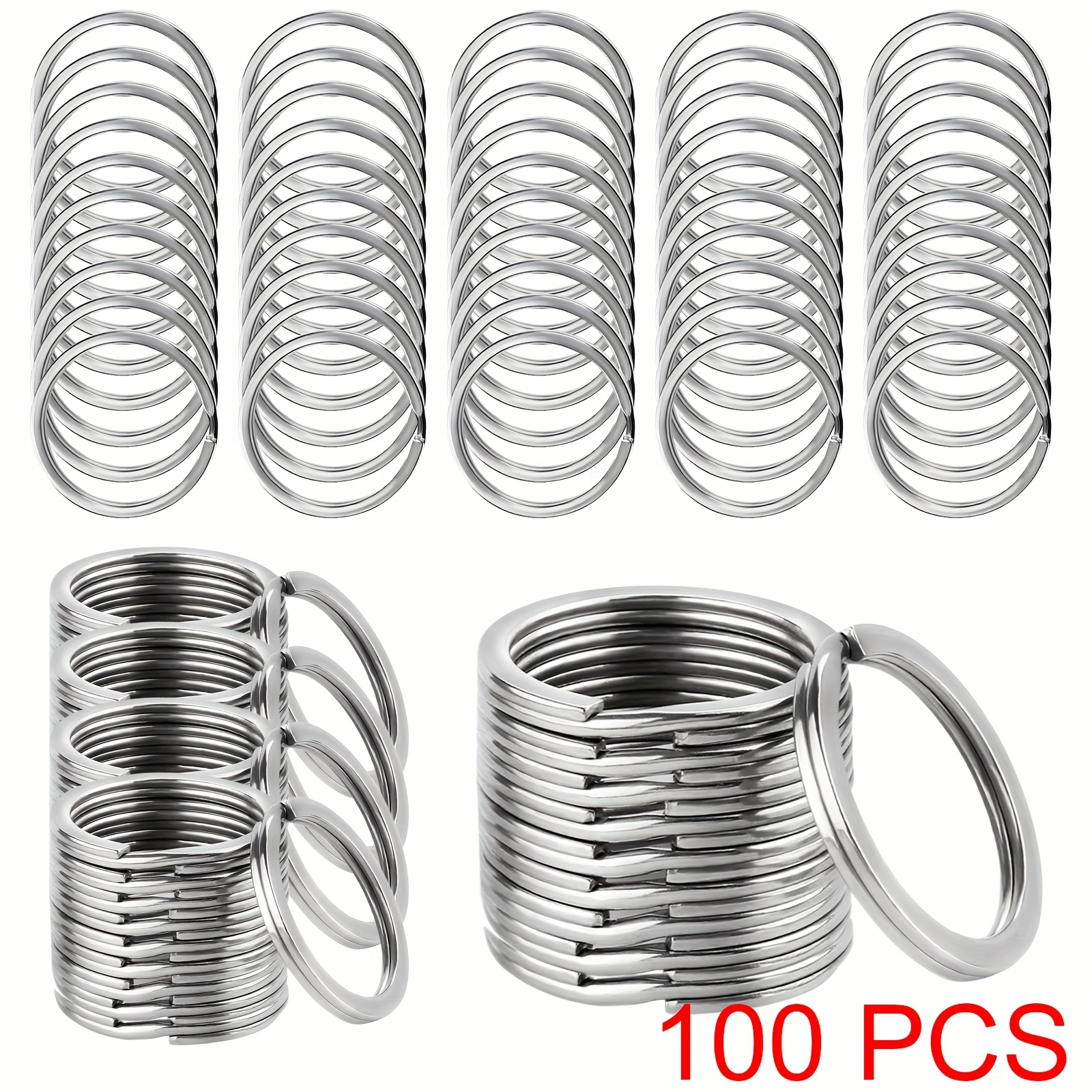E-shop 100 Stück 1,18 Zoll / 30 mm Runde Schlüsselanhänger, Metall Schlüsselanhänger, Schlüsselanhänger Schlaufen, Autoschlüsselanhänger, Großpackung