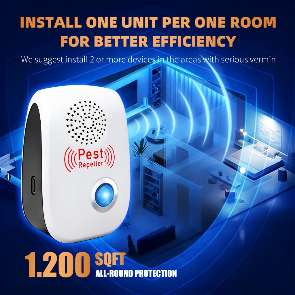 Répulsif à Ultrasons Technologie Soundwave, Alimentation USB, Pack de 6, Inclut 6 Câbles USB-C, Nouvelle Version 2026 avec Double Buzzers, Efficacité Doublement Améliorée pour Repousser les Nuisibles : Moustiques, Souris, Mouches, Cafards, Araignées,