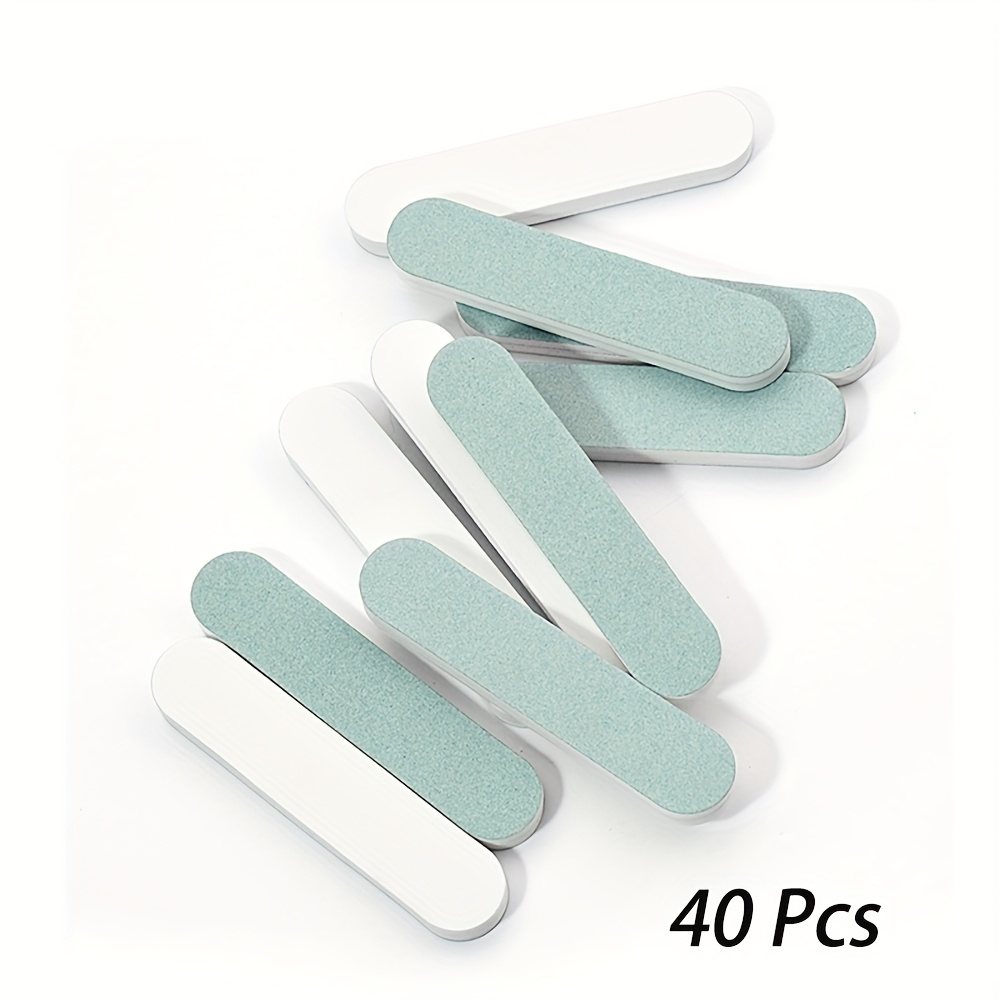 Image of A Pack Of 40 Reusable Double-sided Green And White Nail Files With Grit Levels Of 600/3000, Designed For Polishing And Handheld Use, Suitable For Professional, Personal, Use