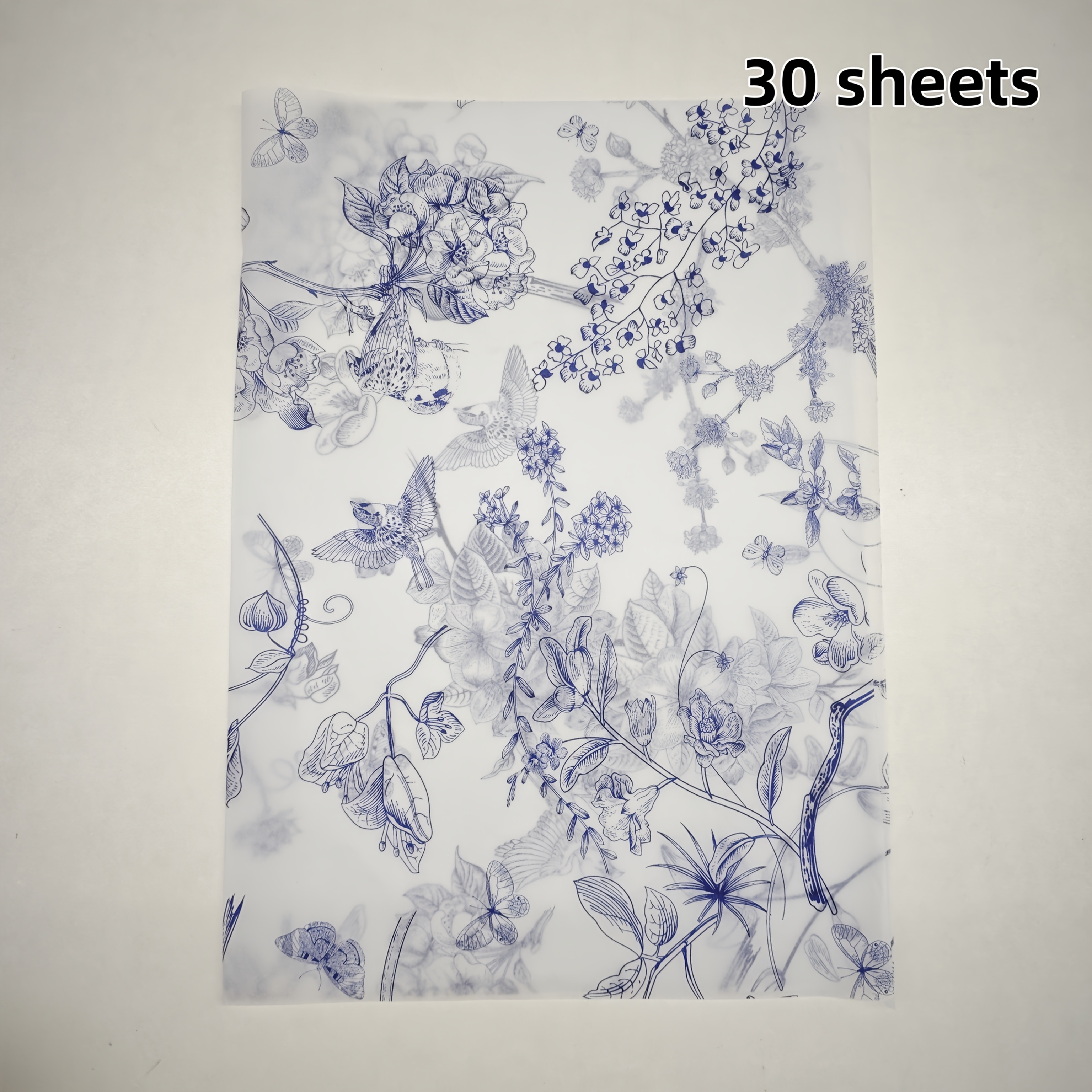 30pcs Blue Danube Snow Pear Paper, Bird And , Tissue Paper, Suitable For Handicrafts, Party Gift Packaging, Bouquet Packaging, Shoes And Clothing Packaging, Birthday Gifts, Etc