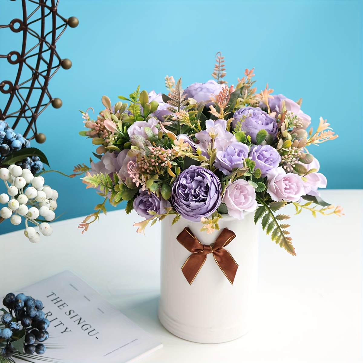 

2pcs, Artificial Peony Hydrangea Silk Bouquet, Lifelike Faux Flower Home Decor, Wedding Bridal Photography Prop, Party Event Centerpieces