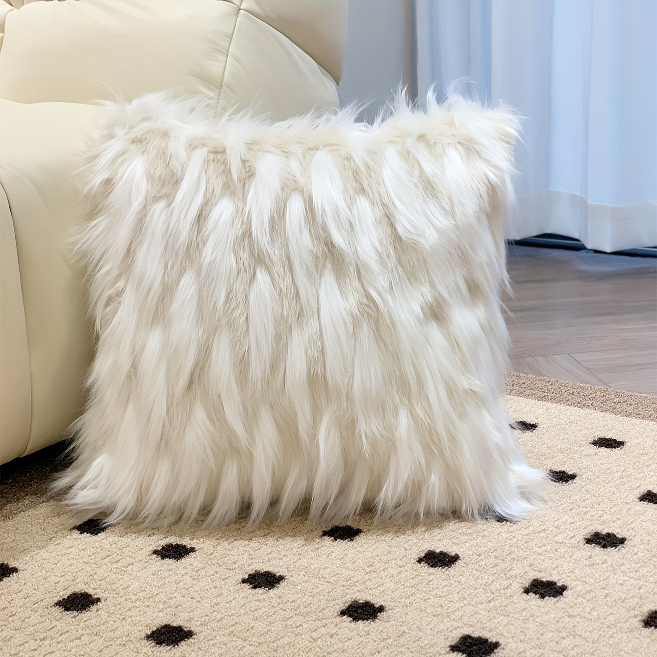 1pc Gradient 3d Plush Sofa Cover, Inner Filling Not Included, 17.72" X 17.72"
