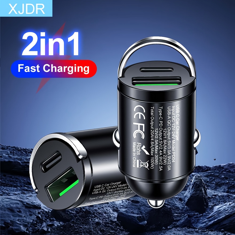   usb type-c 汽车充电器 qc4.0 pd3.0 usb 快速充电转接器双埠汽车点烟器适用于 iphone14/13/12 适用于 ipad 适用于三星 商品详情 0