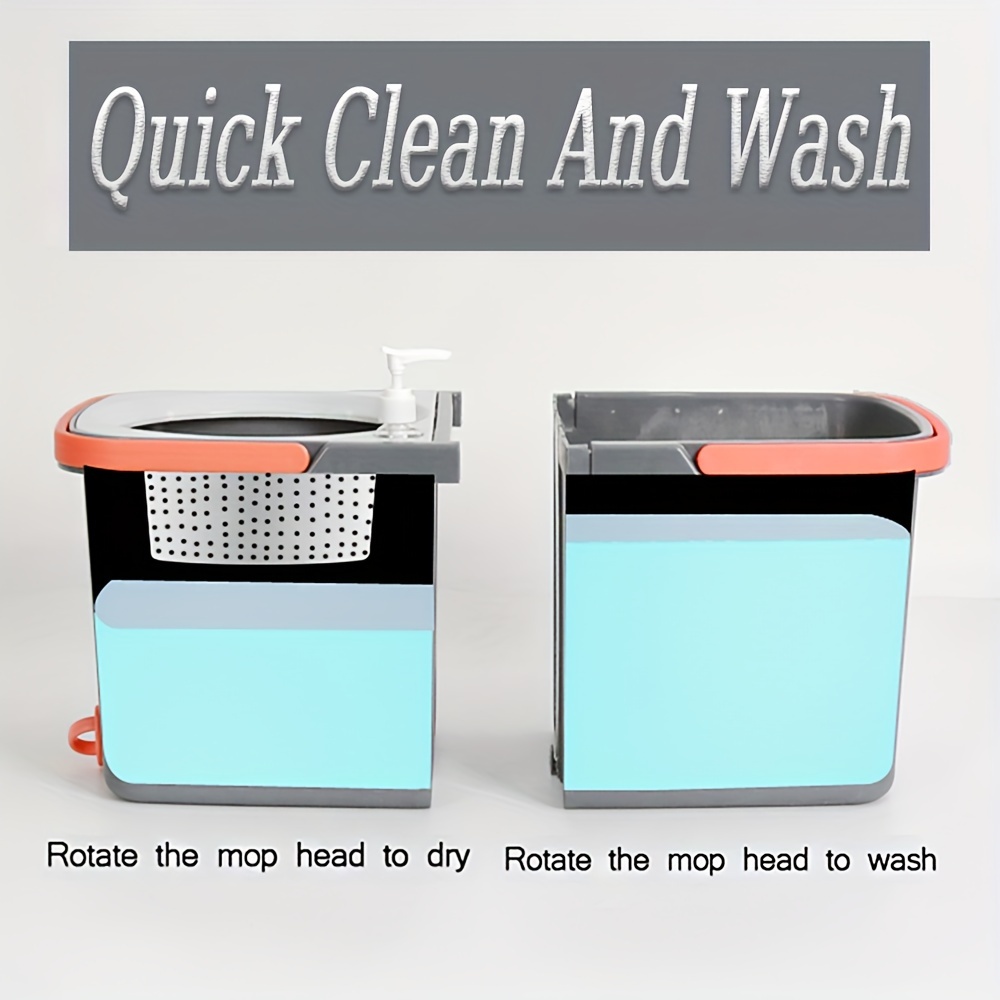 1 set   plate   bucket set household dust removal rotary mop and square   bucket with microfiber replacement kit dry and wet use suitable for   bathroom floor cleaning tools details 6